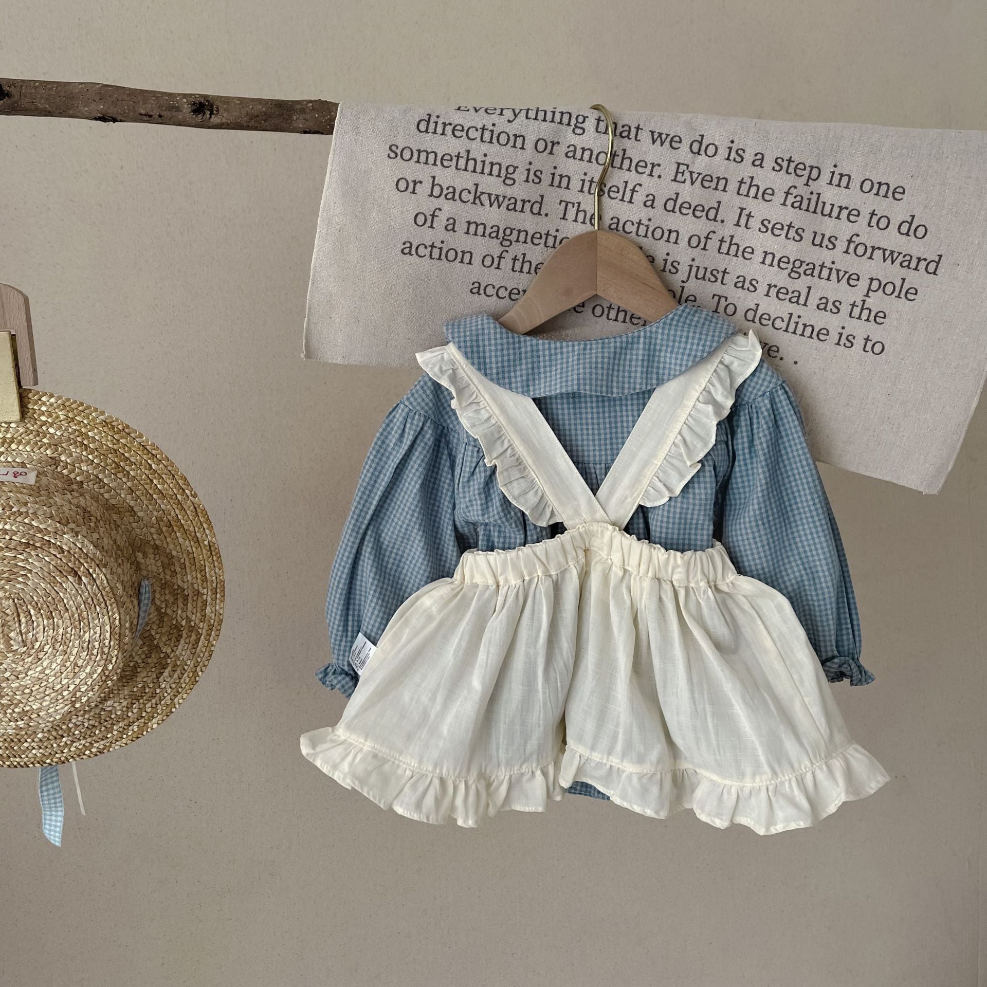 Baby Girl Plaid Jumpsuit & Skirt Set