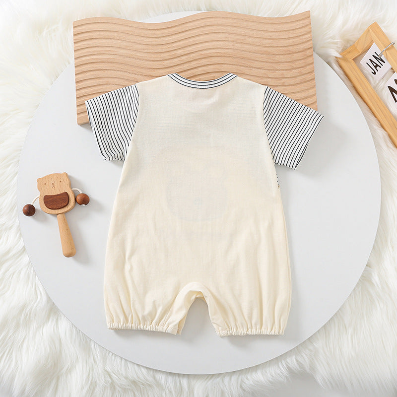 Cartoon Bear Print Short Sleeve Rompers