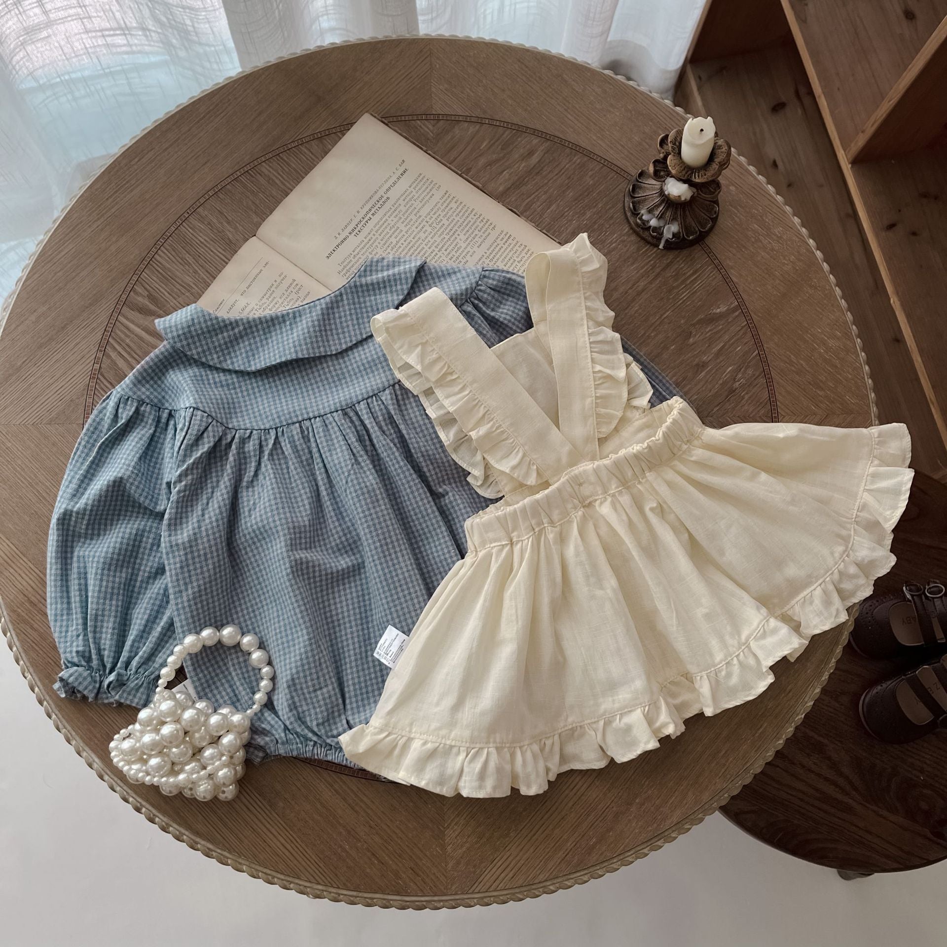 Baby Girl Plaid Jumpsuit & Skirt Set