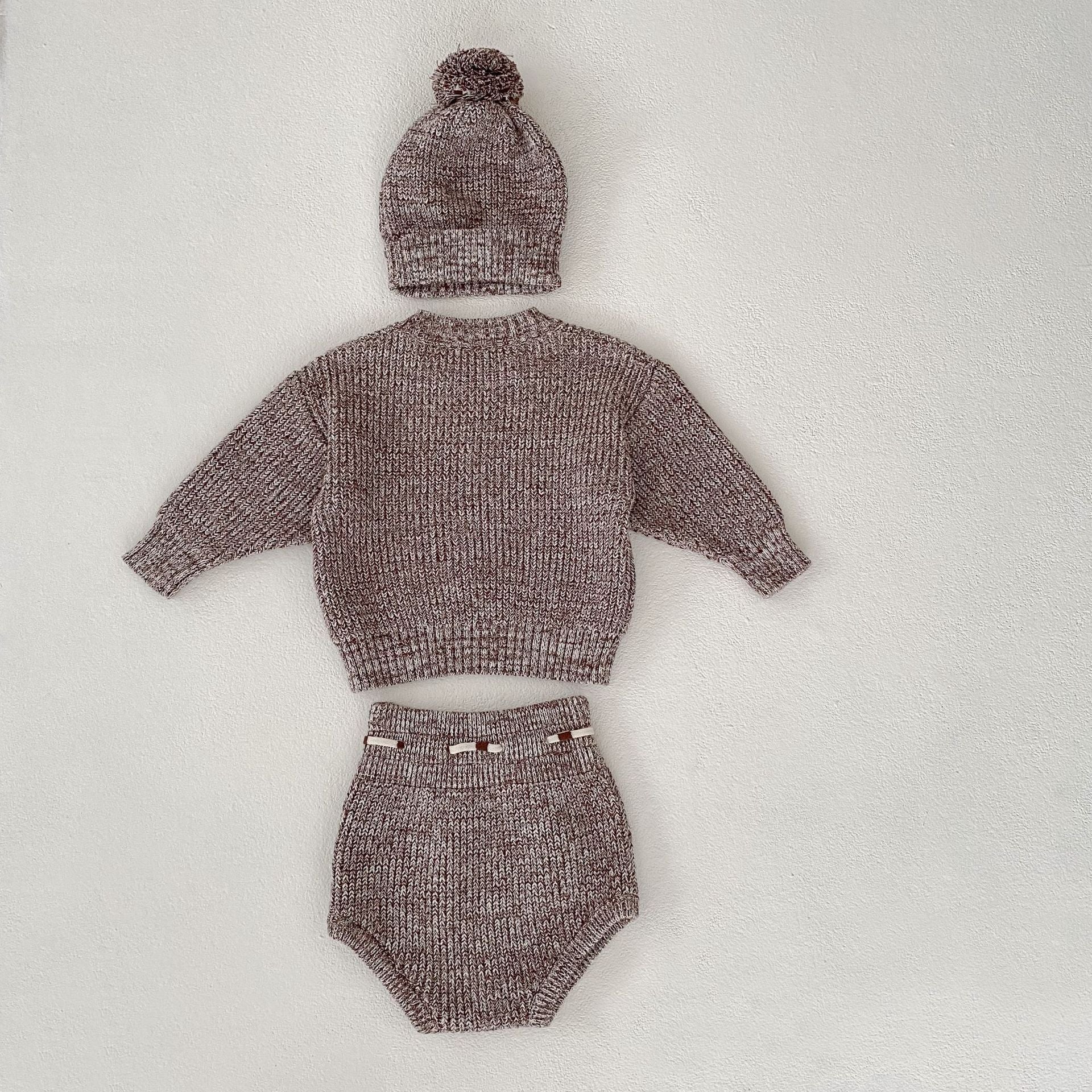 Thick Needle Knitted Hat 3-piece Set