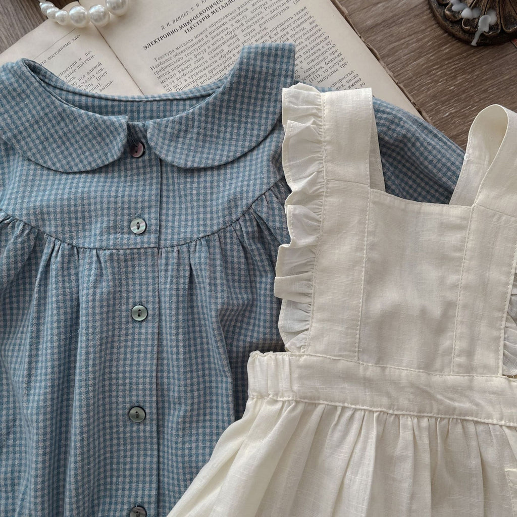 Baby Girl Plaid Jumpsuit & Skirt Set