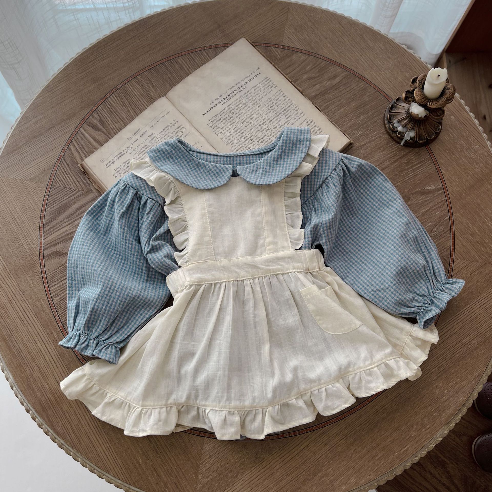 Baby Girl Plaid Jumpsuit & Skirt Set