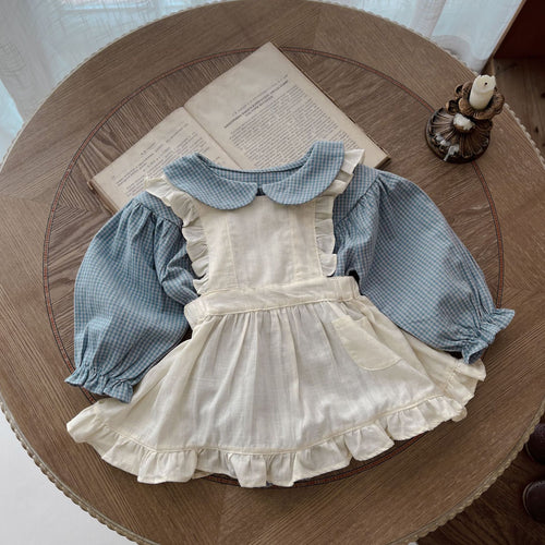 Baby Girl Plaid Jumpsuit & Skirt Set