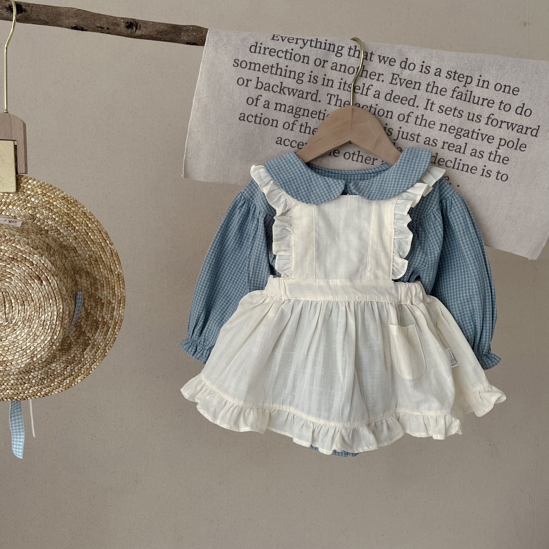 Baby Girl Plaid Jumpsuit & Skirt Set